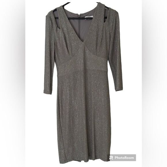 Calvin Klein Dresses & Skirts - EUC Silver Glitter Mother of the Bride Dress. Bridal.